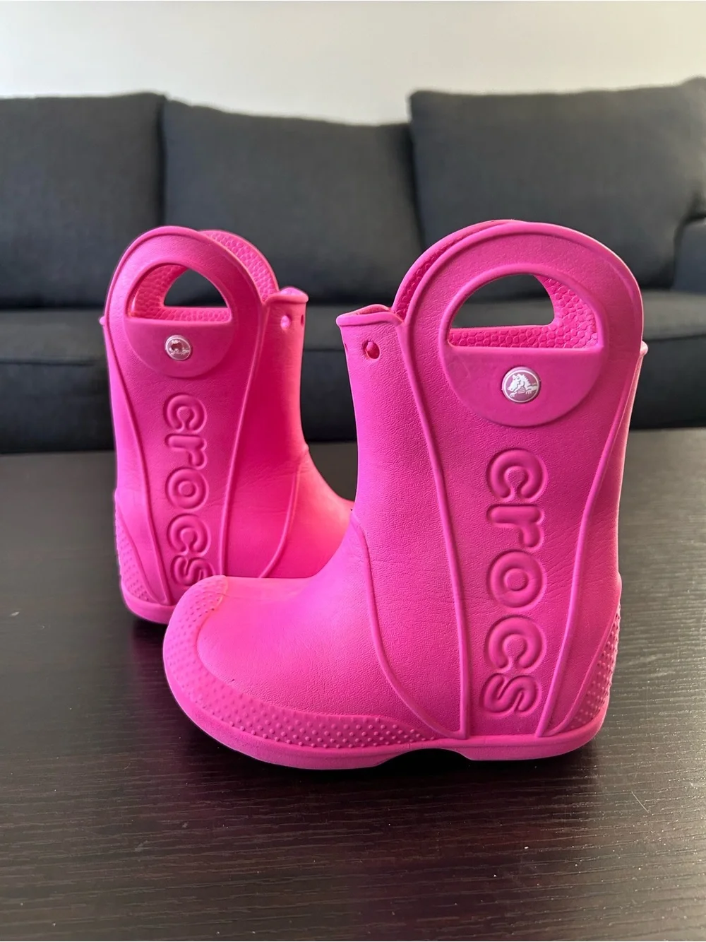 Crocs Kids' Handle Rain Boots - Bright Pink